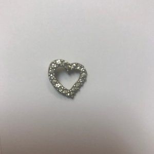 Zirconia and silver heart necklace charm